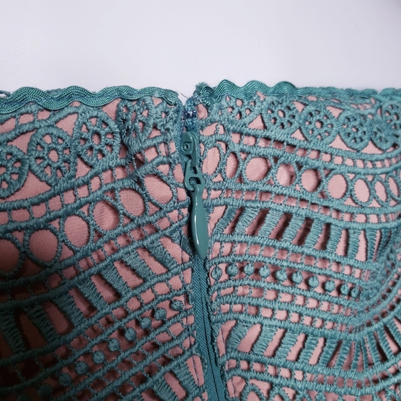 Stylestalker Revolve Alexander mini dress jade green crochet lace size large New - Picture 8 of 11